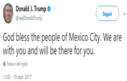 Dios bendiga a la gente de la Ciudad de México: Trump
