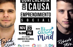Jóvenes Tamaulipas y Fundación Alltag invitan a asistir a “Conferencias con Causa”.