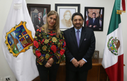 La presidenta municipal Maki Esther Ortiz Domínguez recibió al cónsul de México en McAllen, Texas, Eduardo Guadalupe Bernal Martínez.