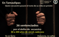 En Tamaulipas quien secuestre pasara el resto de su vida en prisión