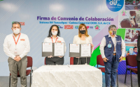 Firma Mariana Gómez convenio de colaboración con Oxxo Tamaulipas, para promover oportunidades laborales para adultos mayores y personas con discapacidad.